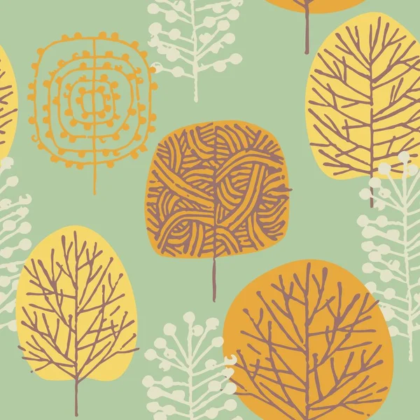 Дерева Безшовний Візерунок Векторний Малюнок Лісу — стоковий вектор