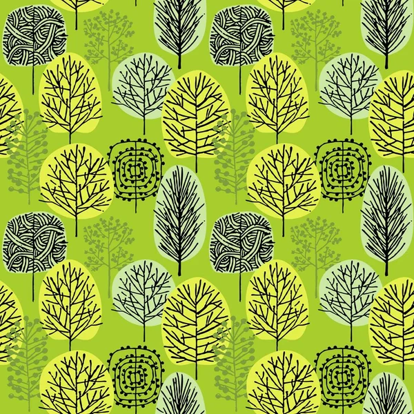 Дерева Безшовний Візерунок Векторний Малюнок Лісу — стоковий вектор