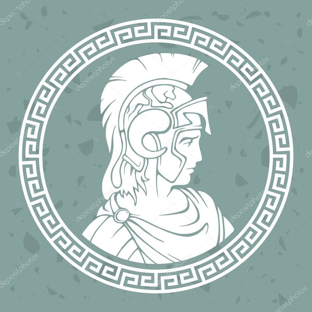 Greek round antique pattern. Alexander the Great Macedonian.
