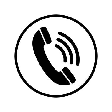 Siyah beyaz telefon simgesi. Telefon simgesi. Vektör çizim.