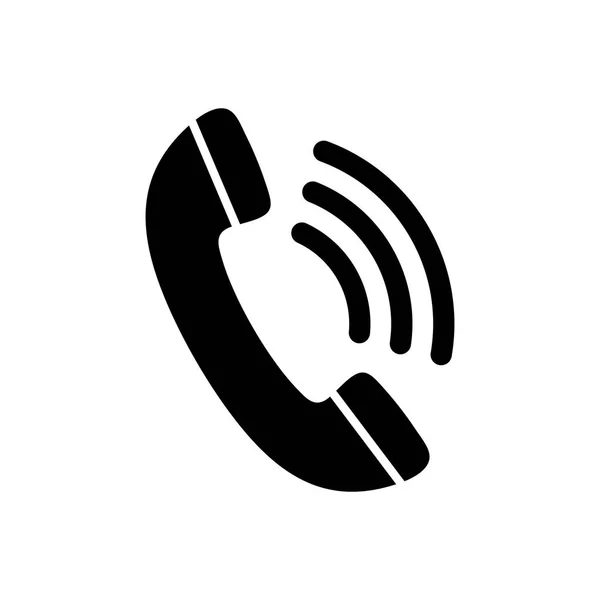 Icona Telefonica Bianco Nero Simbolo Telefonico Illustrazione Vettoriale — Vettoriale Stock