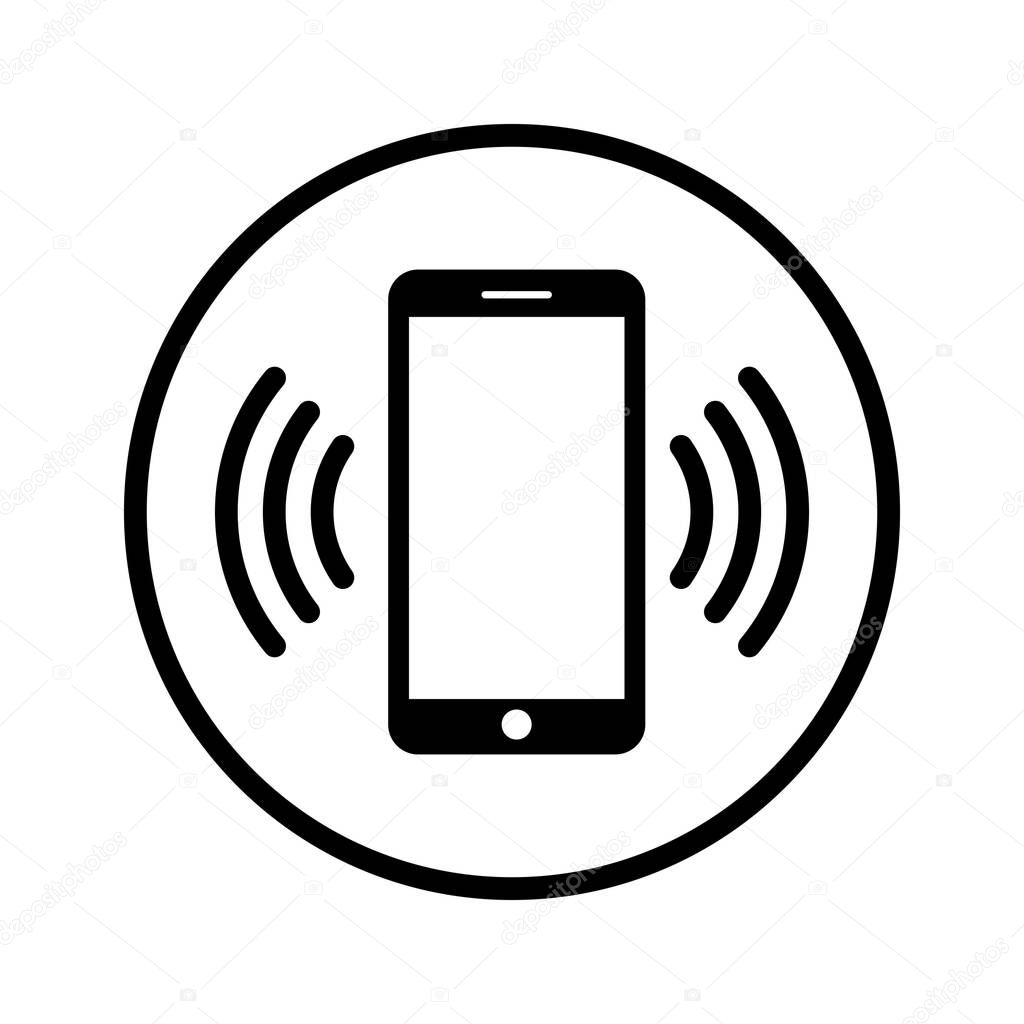 Phone icon in black and white. Telephone symbol. Vector illustration.