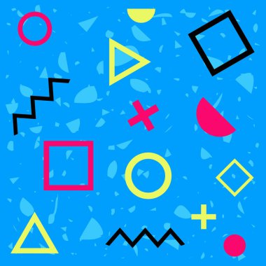 Memphis seamless modeli. Retro vintage 80s veya 90'lı yılların moda stil. Trendy geometrik öğeleri. Modern Soyut Tasarım. Tekstil Kumaş için iyi. Vektör çizim.