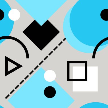 Memphis seamless modeli. Retro vintage 80s veya 90'lı yılların moda stil. Trendy geometrik öğeleri. Modern Soyut Tasarım. Tekstil Kumaş için iyi. Vektör çizim.