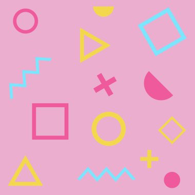 Memphis seamless modeli. Retro vintage 80s veya 90'lı yılların moda stil. Trendy geometrik öğeleri. Modern Soyut Tasarım. Tekstil Kumaş için iyi. Vektör çizim.