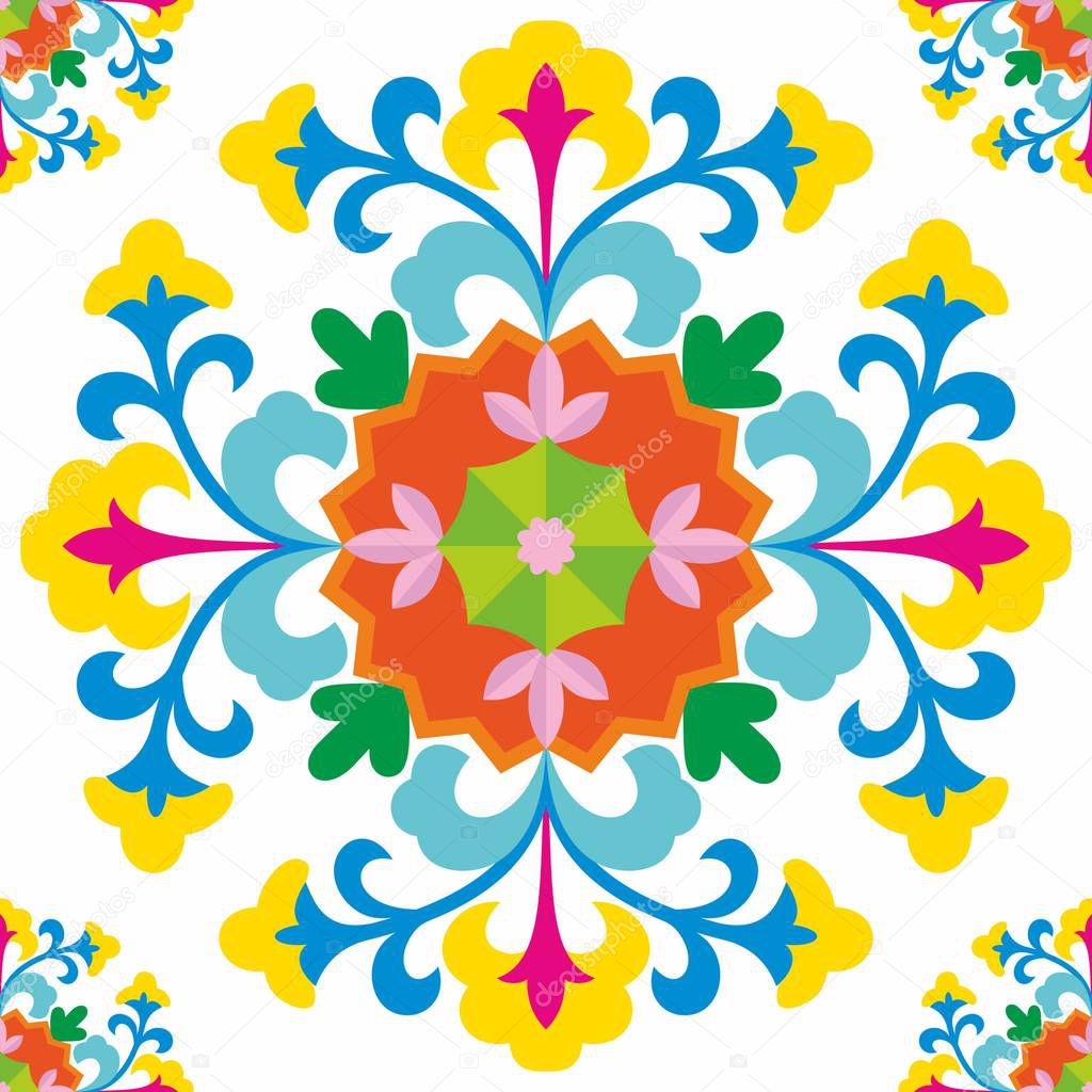 Suzani. Arabic geometric seamless pattern. Asian vectors background.