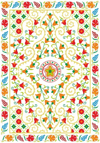 Têxtil Suzani Bordado Oriental Manual Uzbeque Ornamento Nacional Dos Países —  Vetores de Stock