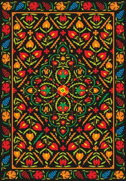 Suzani Textil Usbekische Manuelle Orientalische Stickerei Nationalornament Der Zentralasiatischen Länder — Stockvektor