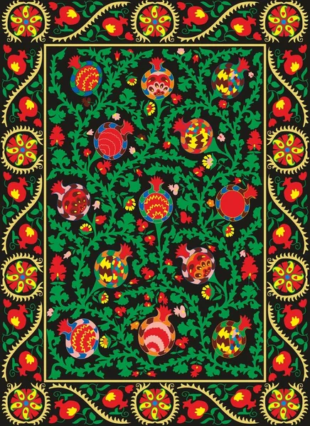 苏扎尼纺织 乌兹别克手工东方刺绣 中亚国家的国家装饰 背景向量 Ups — 图库矢量图片#