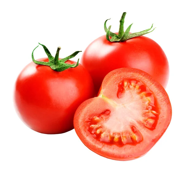 Tomater Och Hälften Tomatpuré Isolerad Vit Bakgrund — Stockfoto