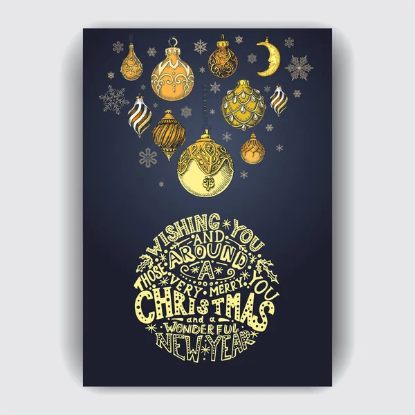 Vektor Illustration Skizze Grußkarten Und Feiertagsdesign Vintage Weihnachtsmenü Weihnachten Handgezeichnete — Stockvektor