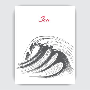 vektör dalganın el çizilmiş kroki kartıyla