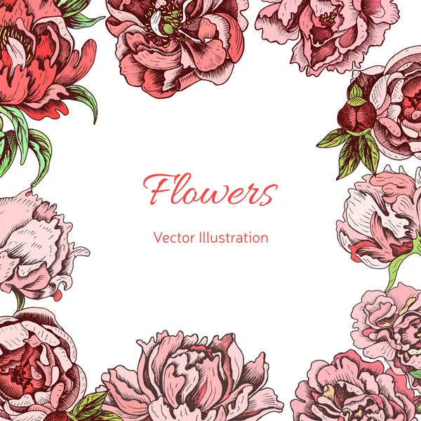 Vektorillustration Der Hochzeitseinladungskarte Mit Pflanzen Und Blumen Schriftzug — Stockvektor