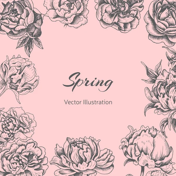 Vector Illustration Wedding Invitation Card Flowers — Stock Vector