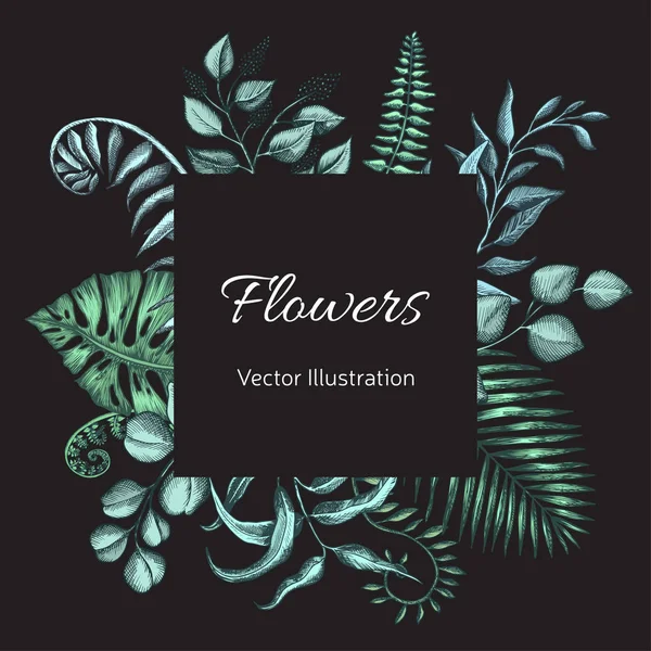 Vektorillustration Der Hochzeitseinladungskarte Mit Pflanzen Und Blumen Schriftzug — Stockvektor