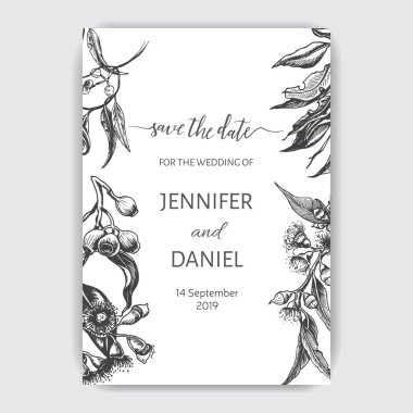 vektör el çizilmiş düğün illüstrasyon