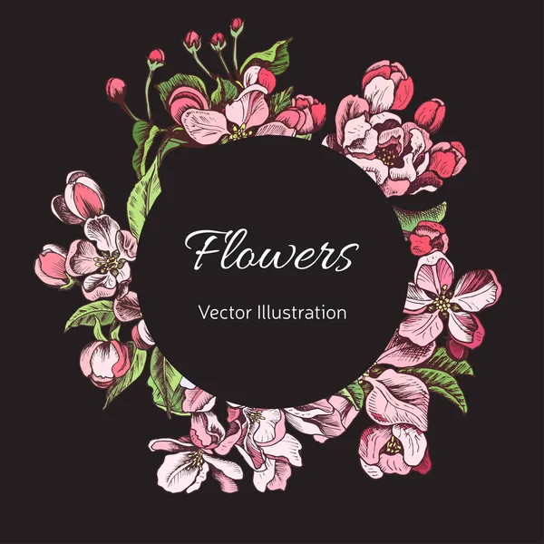 Vector Hand Drawn Inbjudningskort Med Flora — Stock vektor