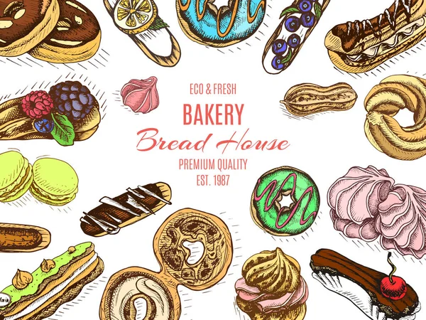 Векторная Иллюстрация Сладких Десертов Пекарня — стоковый вектор
