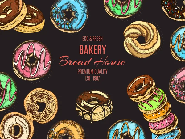 Векторная Иллюстрация Сладких Пончиков Пекарня — стоковый вектор