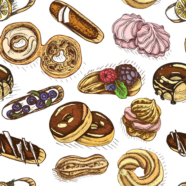 Vector Illustratie Van Zoete Desserts Bakkerij Kaart — Stockvector