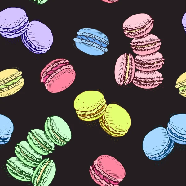 Vektorillustration Von Süßen Macarons Backkarte — Stockvektor