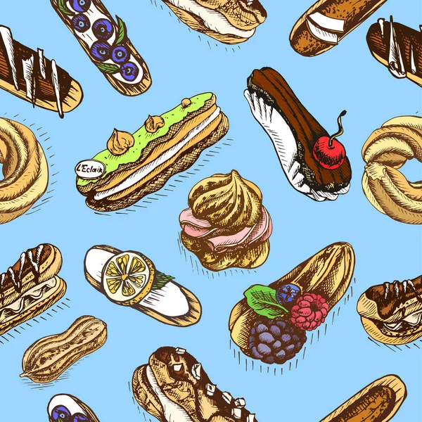 Ilustración Vectorial Postres Dulces Tarjeta Panadería — Archivo Imágenes Vectoriales