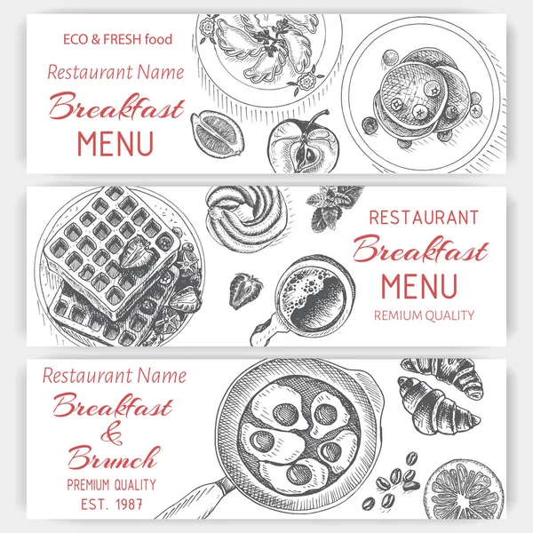 menü için kahvaltı vektör illüstrasyon kroki