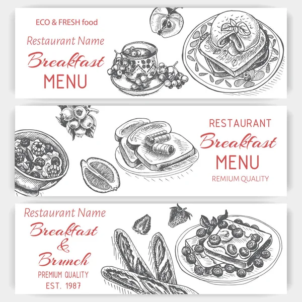 menü için kahvaltı vektör illüstrasyon kroki