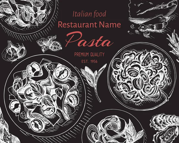 menü için İtalyan makarna vektör illüstrasyon kroki