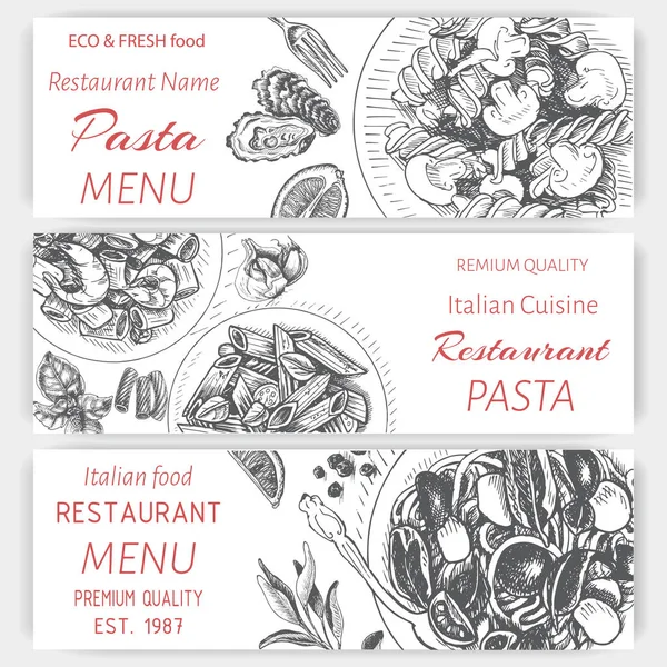 Illustration Vectorielle Croquis Pâtes Italiennes Pour Menu — Image vectorielle