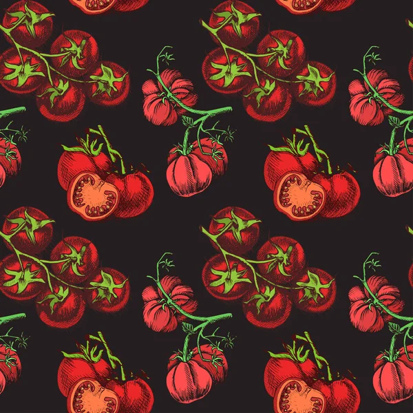 Vector Ilustración Fondo Tomates Para Menú Restaurante — Vector de stock