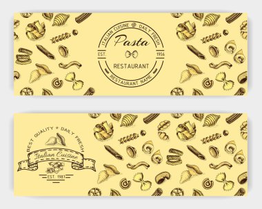 menü için İtalyan makarna vektör illüstrasyon kroki