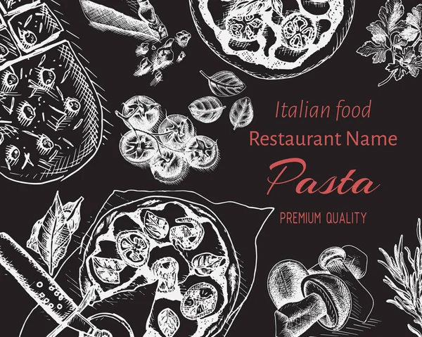 menü için İtalyan makarna vektör illüstrasyon kroki