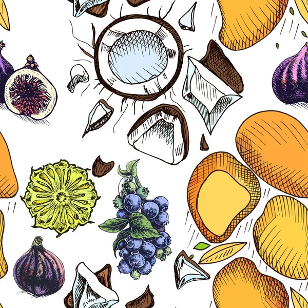 Fruits Tropicaux Motif Sans Couture Illustration Vectorielle — Image vectorielle