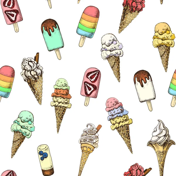 çeşitli dondurma, vektör illüstrasyon ile şık yaz dikişsiz desen