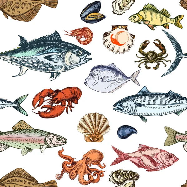 Illustrazione Vettoriale Schizzo Modello Pesce Illustrazione Vettoriale — Vettoriale Stock