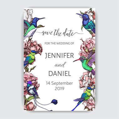 Sinekkuşları ile çizim el çizimi deseni, vektör çizimi