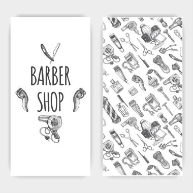 şık el çizilmiş berber afiş, vektör illüstrasyon