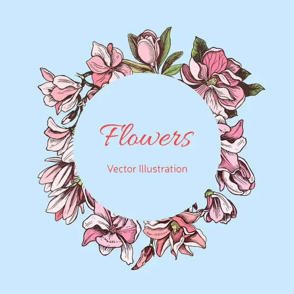 Hand Drawn Banner Flowers Vector Illustration — Stock Vector