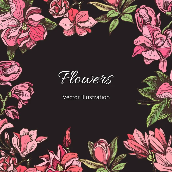 Hand Drawn Banner Flowers Vector Illustration — Stock Vector