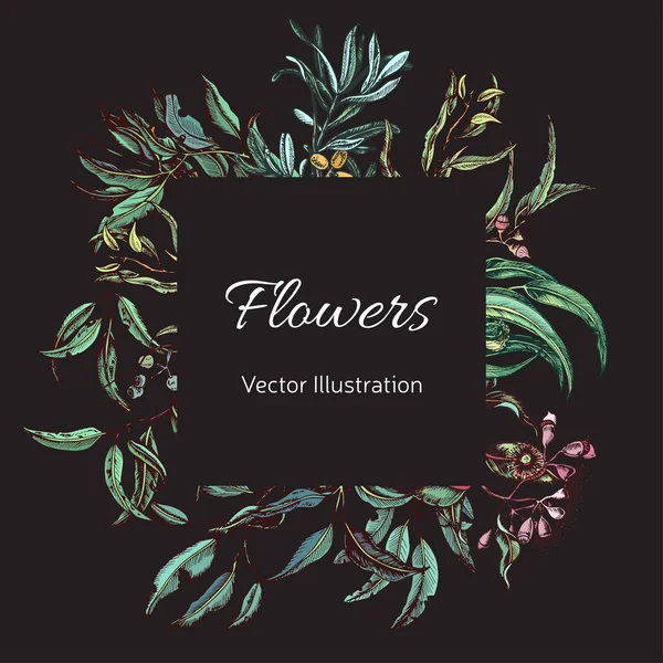 Hand Gezeichnetes Banner Mit Blumen Vektorillustration — Stockvektor