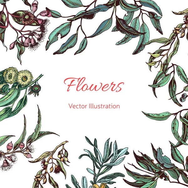 Hand Drawn Banner Flowers Vector Illustration — Stock Vector