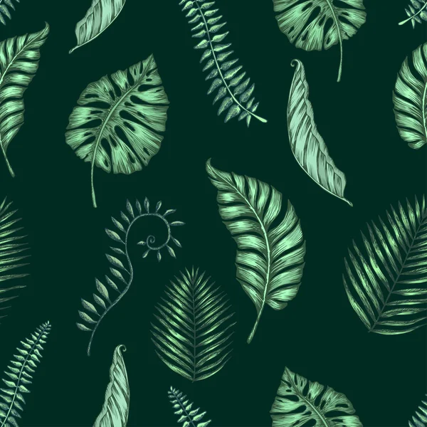 Motif Sans Couture Avec Des Feuilles Palmier Illustration Vectorielle Tissu — Image vectorielle