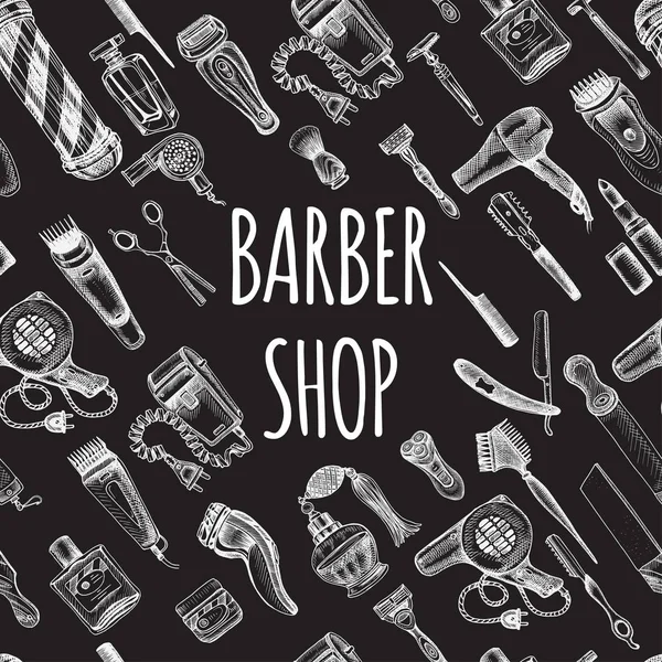 Barbershop Ręcznie Rysowane Strony Transparent Wektor — Wektor stockowy