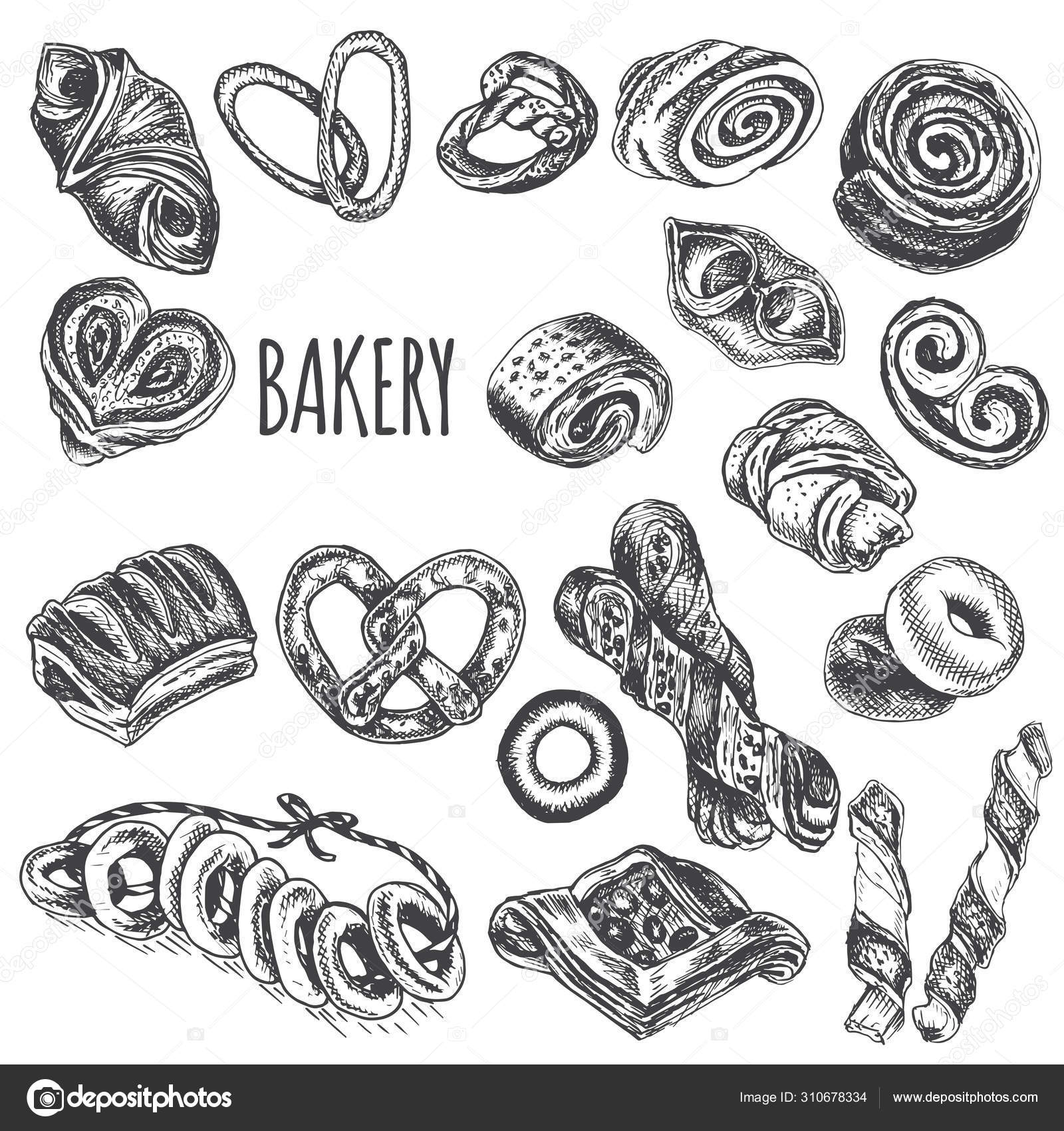 French Pastries Drawings