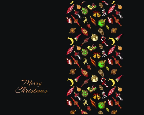 Ilustracja Wektorowa Szkic Kartki Życzeniami Holiday Design Vintage Boże Narodzenie — Wektor stockowy