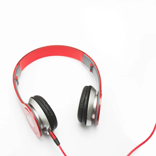 Red Headphone White Background Isolated Square — Stock Photo, Image