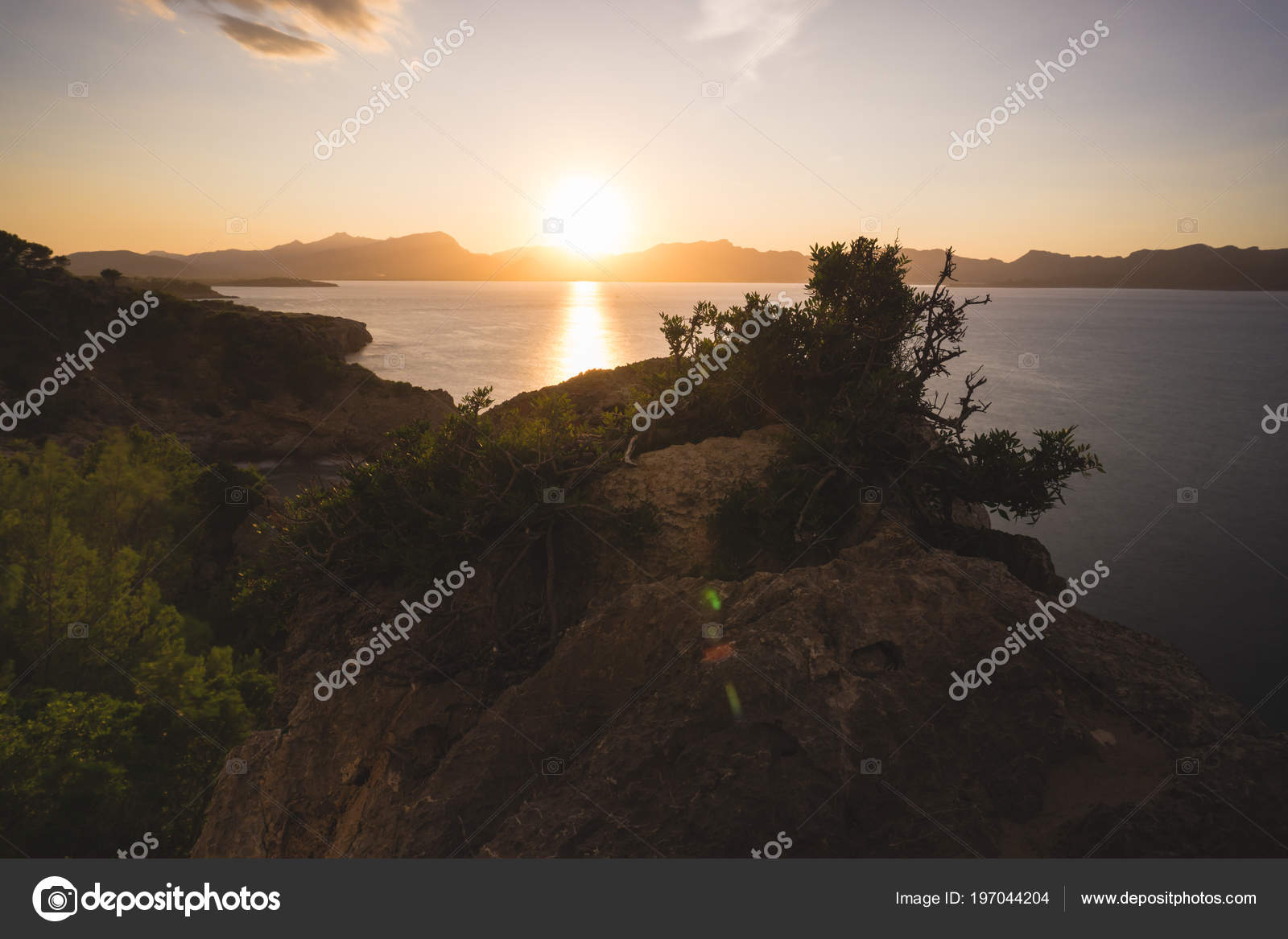 Coucher Soleil Penya Fort Majorque Espagne Photographie