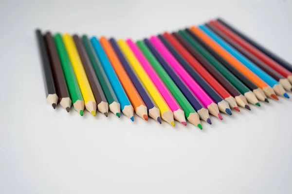 Crayons Couleur Isolés Sur Fond Blanc — Photo