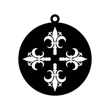 Lazer kesim tasarım siyah ve beyaz Fleur-de-Lis süsleme kolyesi. 7